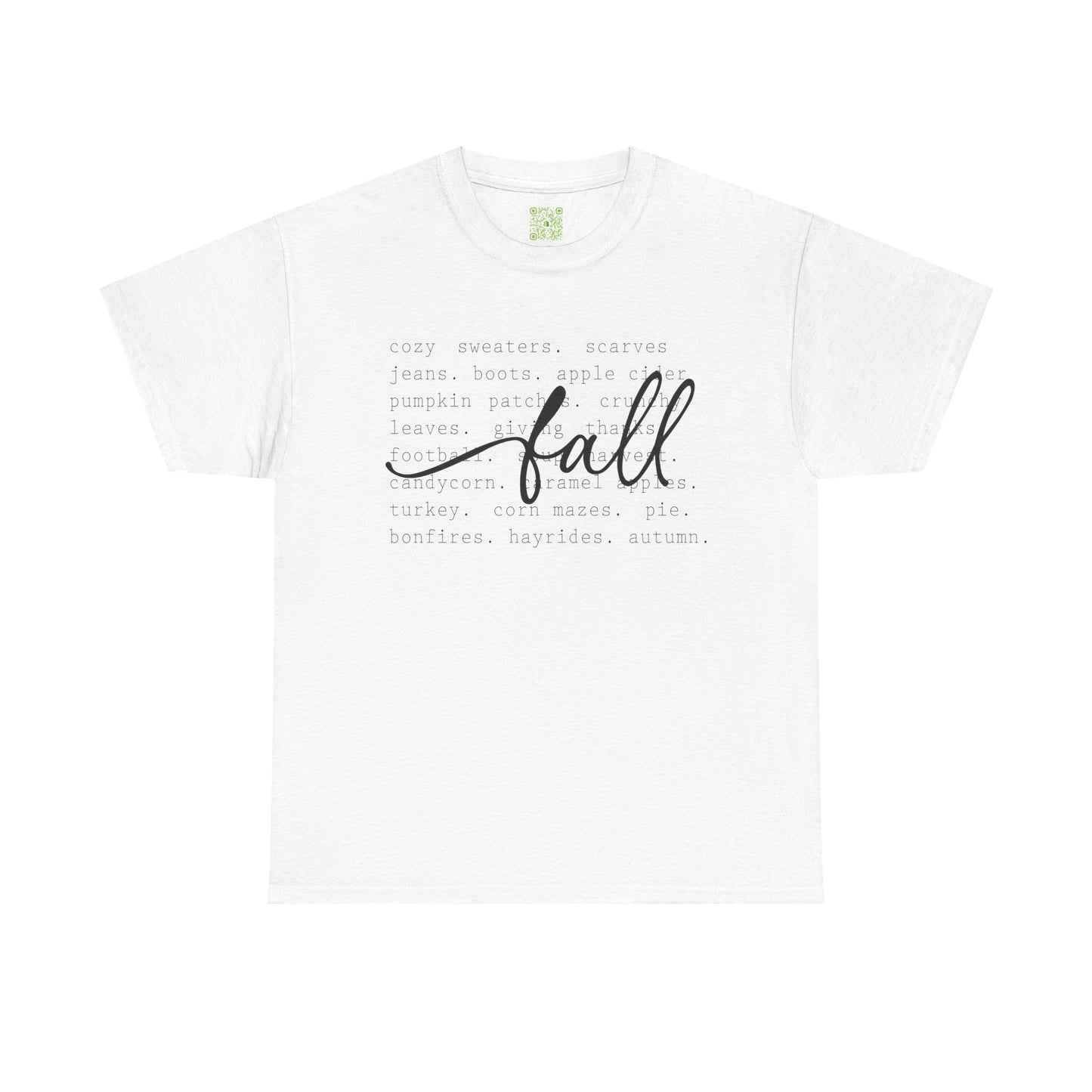 White Fall Vibes Autumn Tee featuring cozy fall-themed text and graphics, perfect for autumn celebrations.