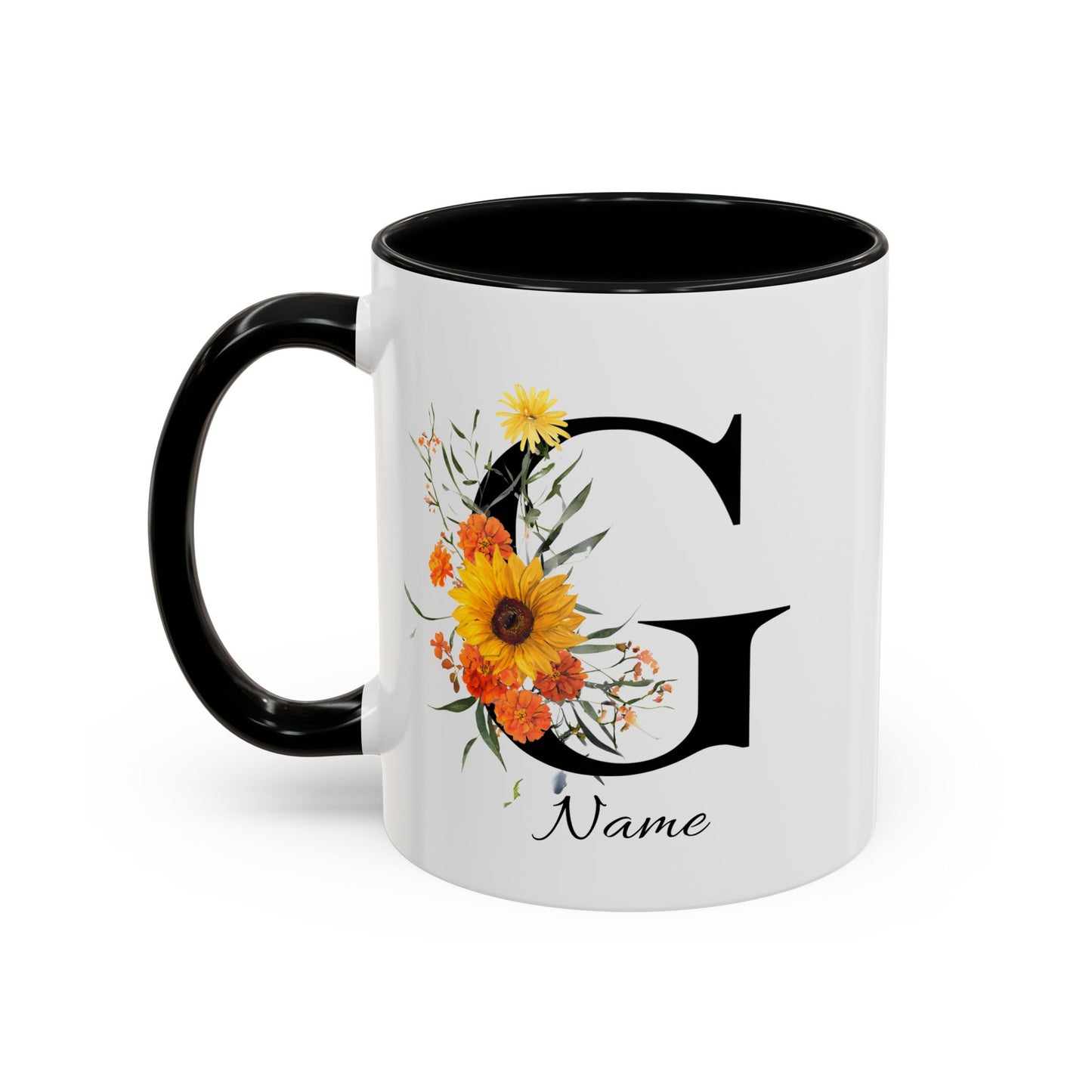 Personalized Floral Monogram - Letter G - Elegant Accent Coffee Mug – Personalized Mothers Day Gift