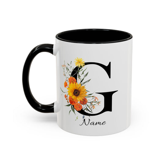 Personalized Floral Monogram - Letter G - Elegant Accent Coffee Mug – Personalized Mothers Day Gift