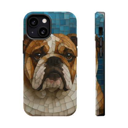 Bulldog Mosaic iPhone Charging Case - Pet Lover's Phone Cover, Dog-Inspired Gift, Unique Mobile Case, Customizable Dog Case, Animal Art Phone [...]