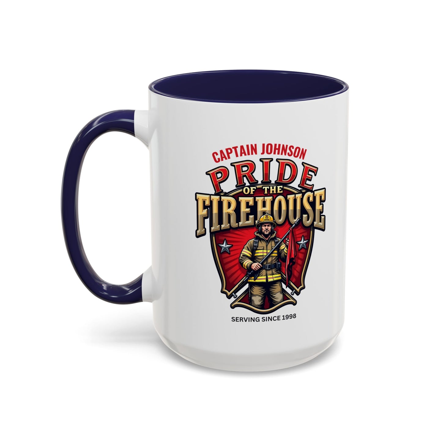 Personalized Pride of the Firehouse Shield Mug, Fire Department, Fire Fighter Gift, Firefighter Mug, Firefighter Dad Gift