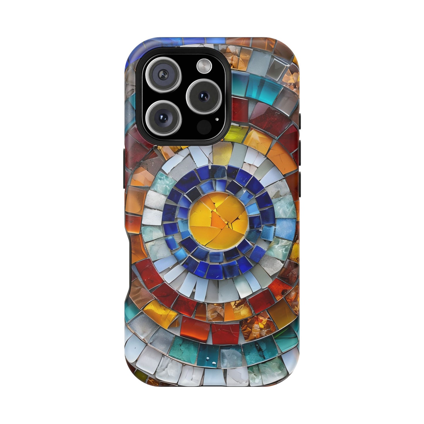 Magnetic Mosaic Phone Case, Trendy iPhone Case, Unique Design, Faux Stained Glass, Custom Phone Cover, Wireless Charging