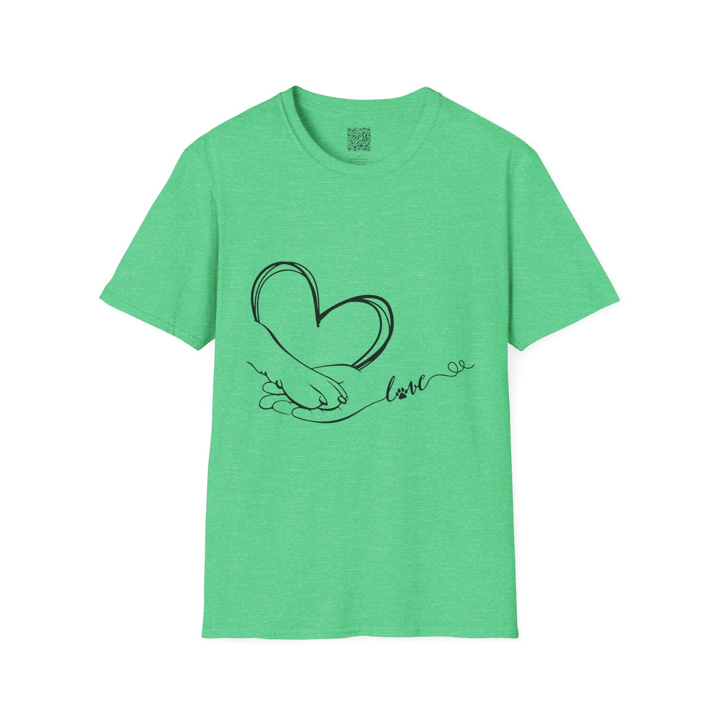 Paw in Hand Love Unisex Softstyle T-Shirt - Hand-Drawn Love Design