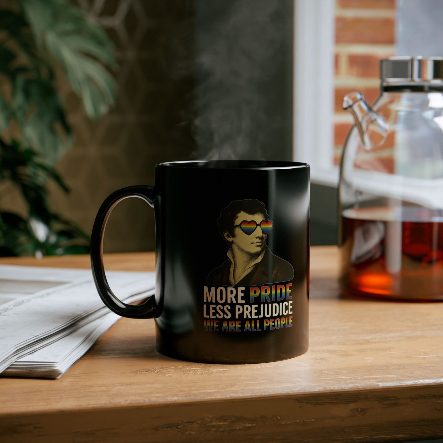 Pride Month Black Mug, More Pride Less Prejudice, 11oz & 15oz, LGBT Mug, Equal Rights Mug, Bisexual Queer Mug