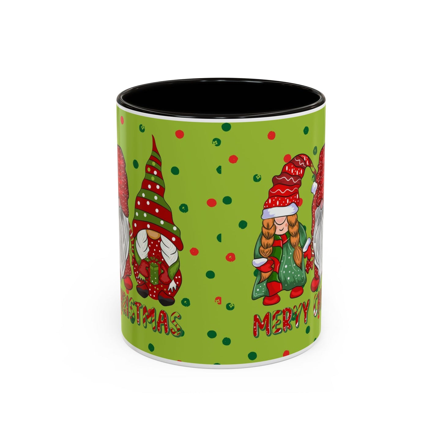 Merry Christmas Gnom Trio. Gnome Mug, Green Holiday Coffee Cup, Festive Hot Cocoa Mug, Cute Gnome Lover Gift, Cozy Winter Christmas Drinkware
