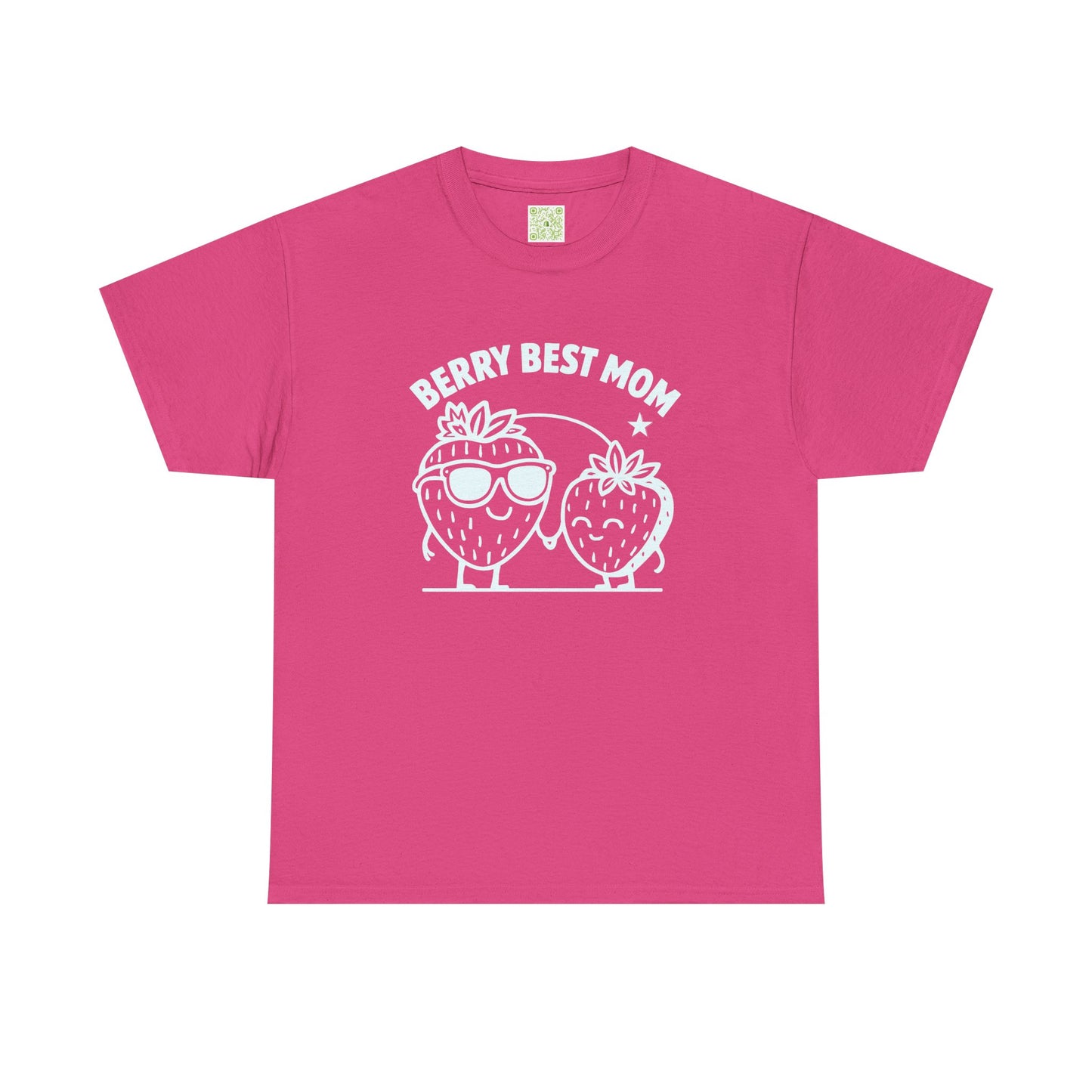 Berry Best Mom Heavy Cotton Tee, Cute Strawberry Design, Strawberry Shirt, 1st Mothers Day, Gifts for New Mom
