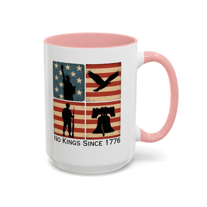 No Kings Since 1776 Coffee Mug, Fourth of July Gift, Retro American Flag Mug, Land of the Free, Military Veteran Gift