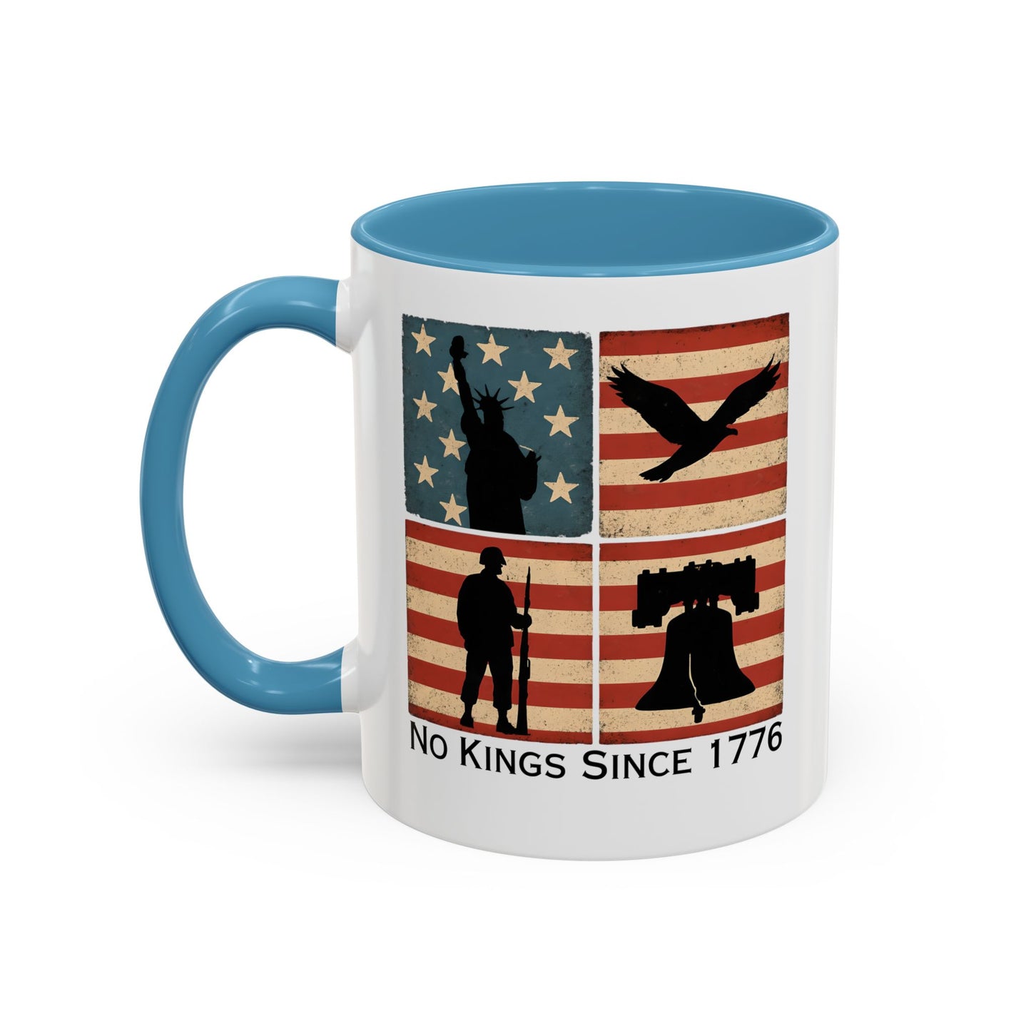 No Kings Since 1776 Coffee Mug, Fourth of July Gift, Retro American Flag Mug, Land of the Free, Military Veteran Gift