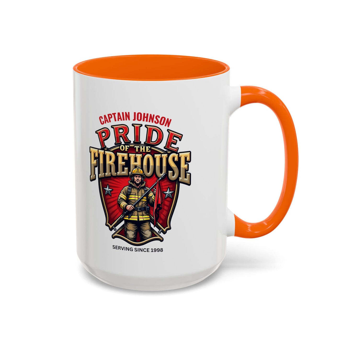 Personalized Pride of the Firehouse Shield Mug, Fire Department, Fire Fighter Gift, Firefighter Mug, Firefighter Dad Gift