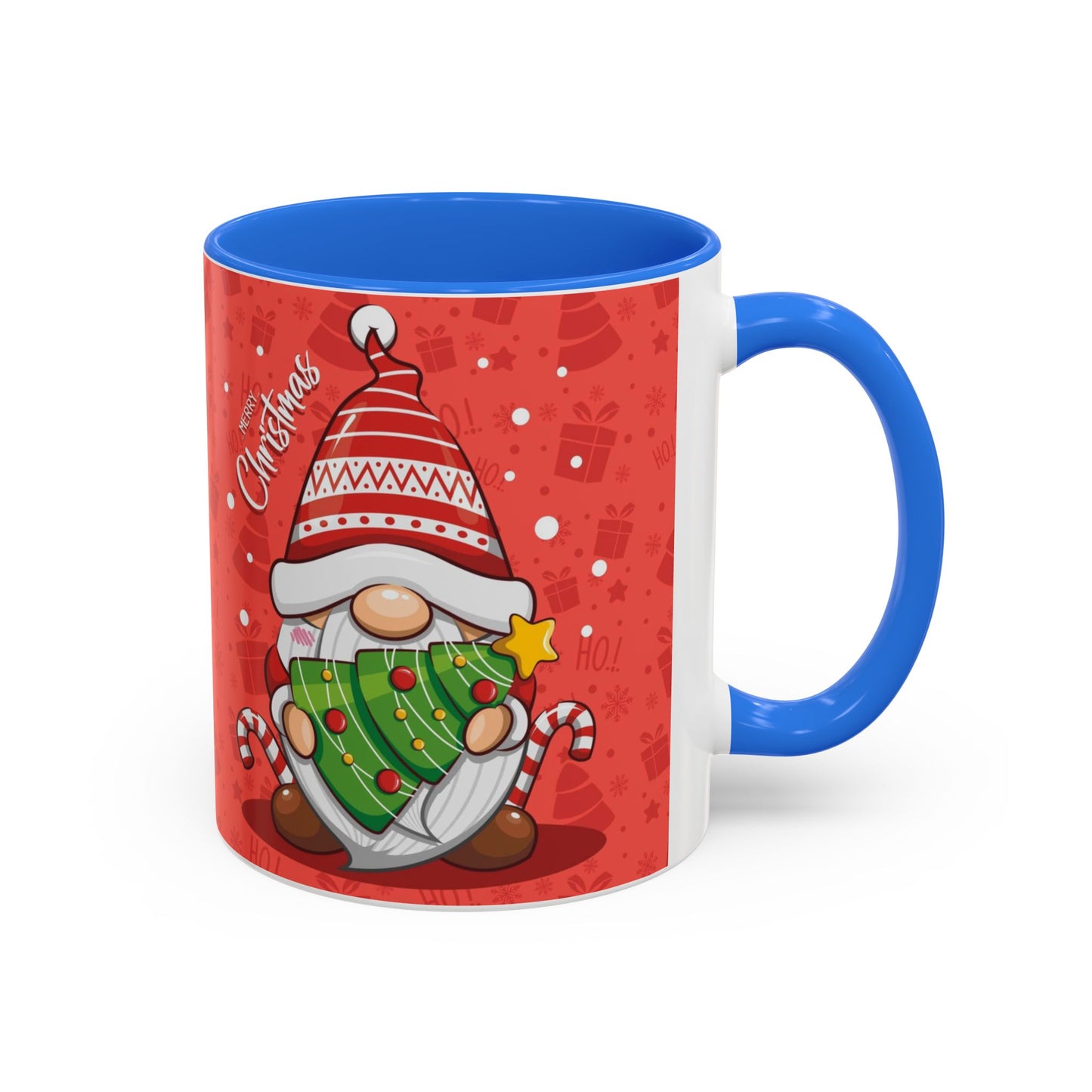 Christmas Tree Gnome, Red Christmas Gnome Mug with Tree and Candy Canes, Festive Holiday Coffee Cup, Cute Gnome Lover Gift, Winter Cocoa Mug, Christmas Kitchen Decor