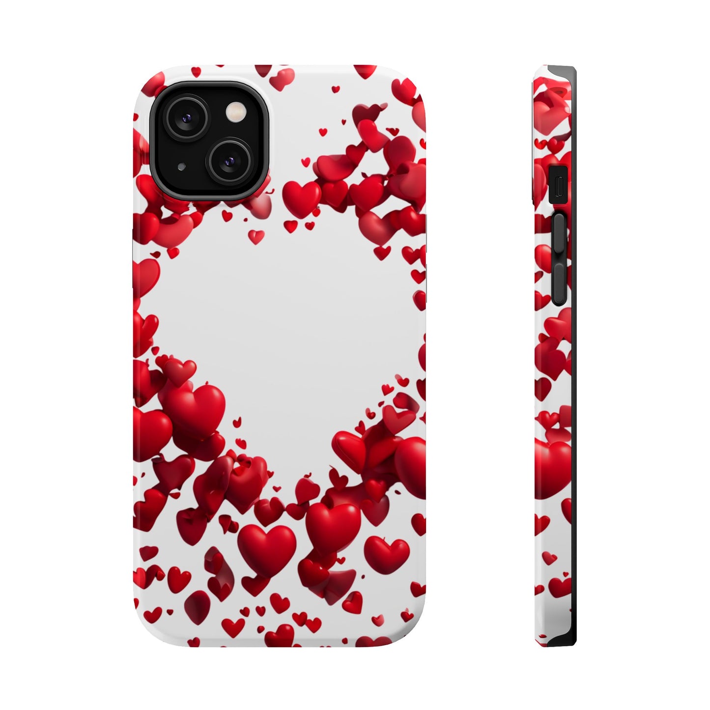 Heart-Shaped Heart Motif Magnetic Tough iPhone Case, Love Themed Phone Cover, Valentine's Day Gift,  Romantic Phone Case