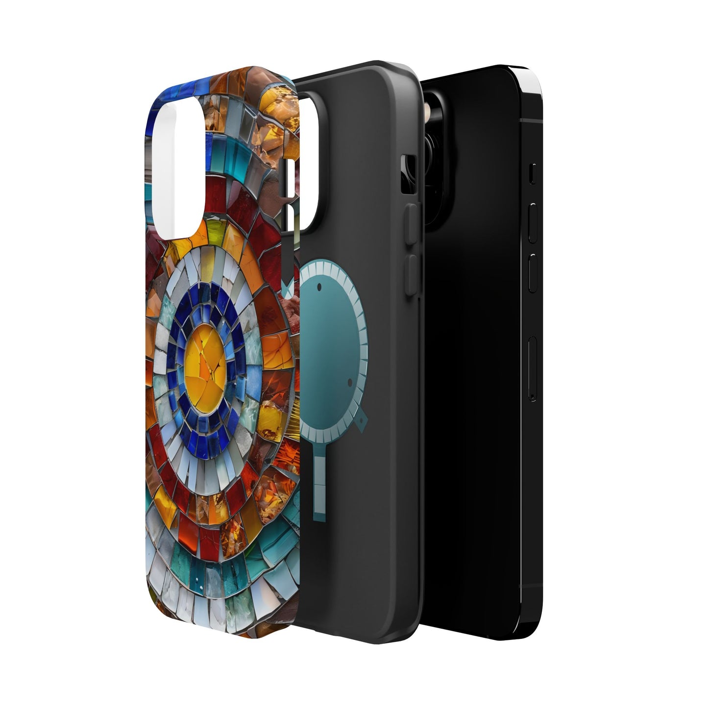 Magnetic Mosaic Phone Case, Trendy iPhone Case, Unique Design, Faux Stained Glass, Custom Phone Cover, Wireless Charging