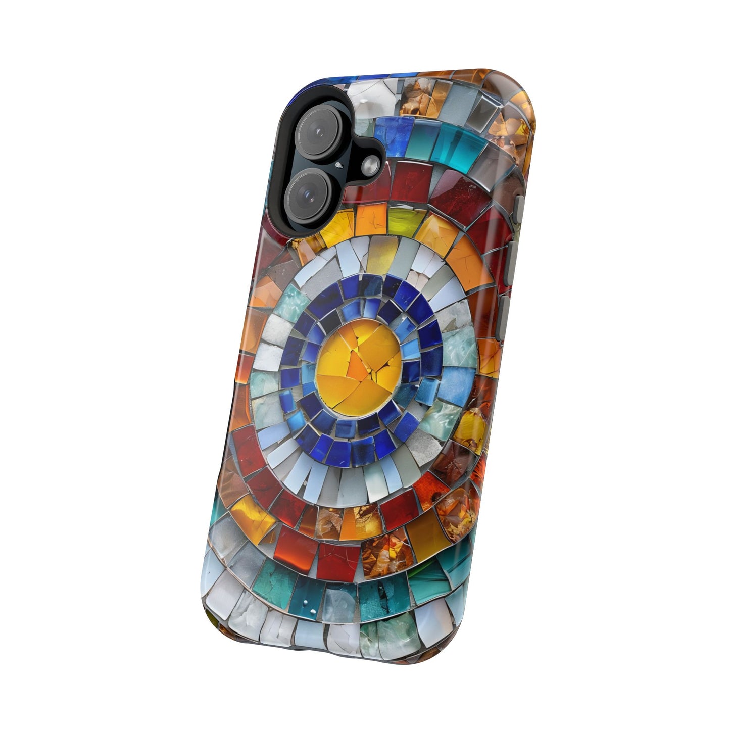 Magnetic Mosaic Phone Case, Trendy iPhone Case, Unique Design, Faux Stained Glass, Custom Phone Cover, Wireless Charging