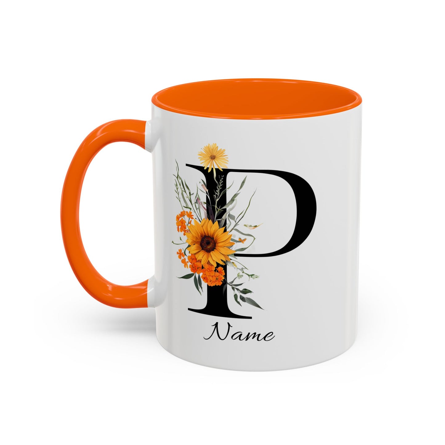 Personalized Floral Monogram - Letter P - Elegant Accent Coffee Mug – Personalized Mothers Day Gift