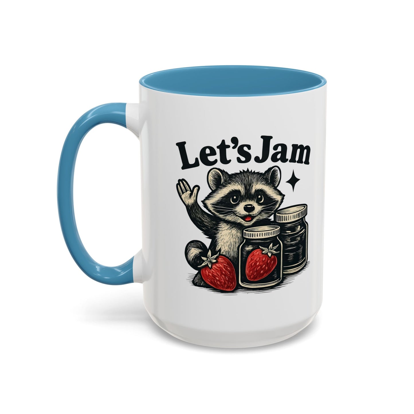 Let's Jam Raccoon Coffee Mug, Strawberry Mug, Cute Summer Mug, Raccoon Strawberry Mug, Funny Raccoon Mug, Trending Now