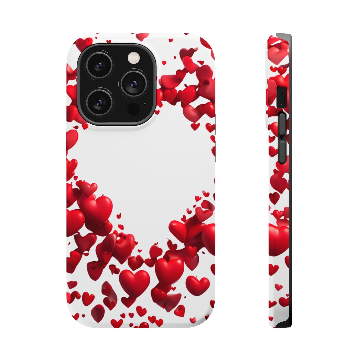 Heart-Shaped Heart Motif Magnetic Tough iPhone Case, Love Themed Phone Cover, Valentine's Day Gift,  Romantic Phone Case