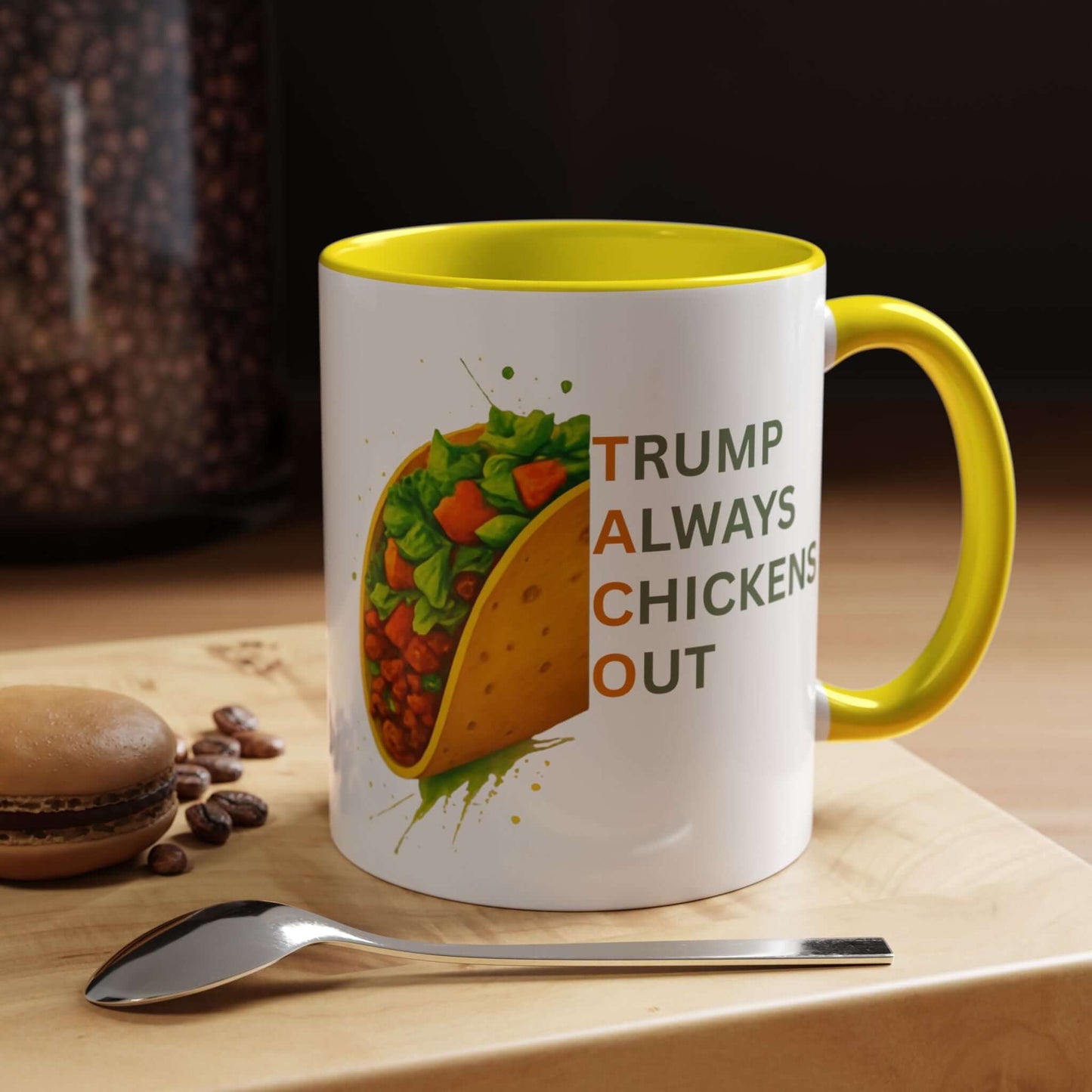 Trump Always Chickens Out TACO Mug, Subtle Anti Trump, Democrat Gift Mug, Funny Liberal Gift, Political Mug