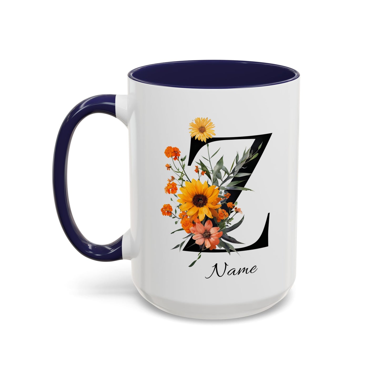 Personalized Floral Monogram - Letter Z - Elegant Accent Coffee Mug – Personalized Mothers Day Gift