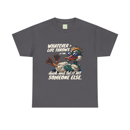 Funny Duck Quote T-Shirt, Unisex Heavy Cotton Tee, Quack Up Through Lifes Challenges