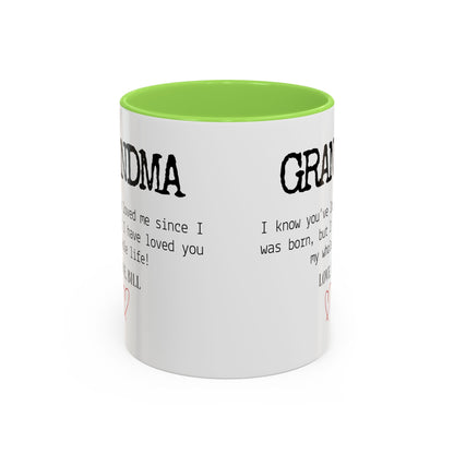 Personalized Grandma Mug, Gift from Grandchild, Custom Message Coffee Cup, Grandma Birthday Gift, Mother’s Day Mug, Sentimental Gift for Grandma
