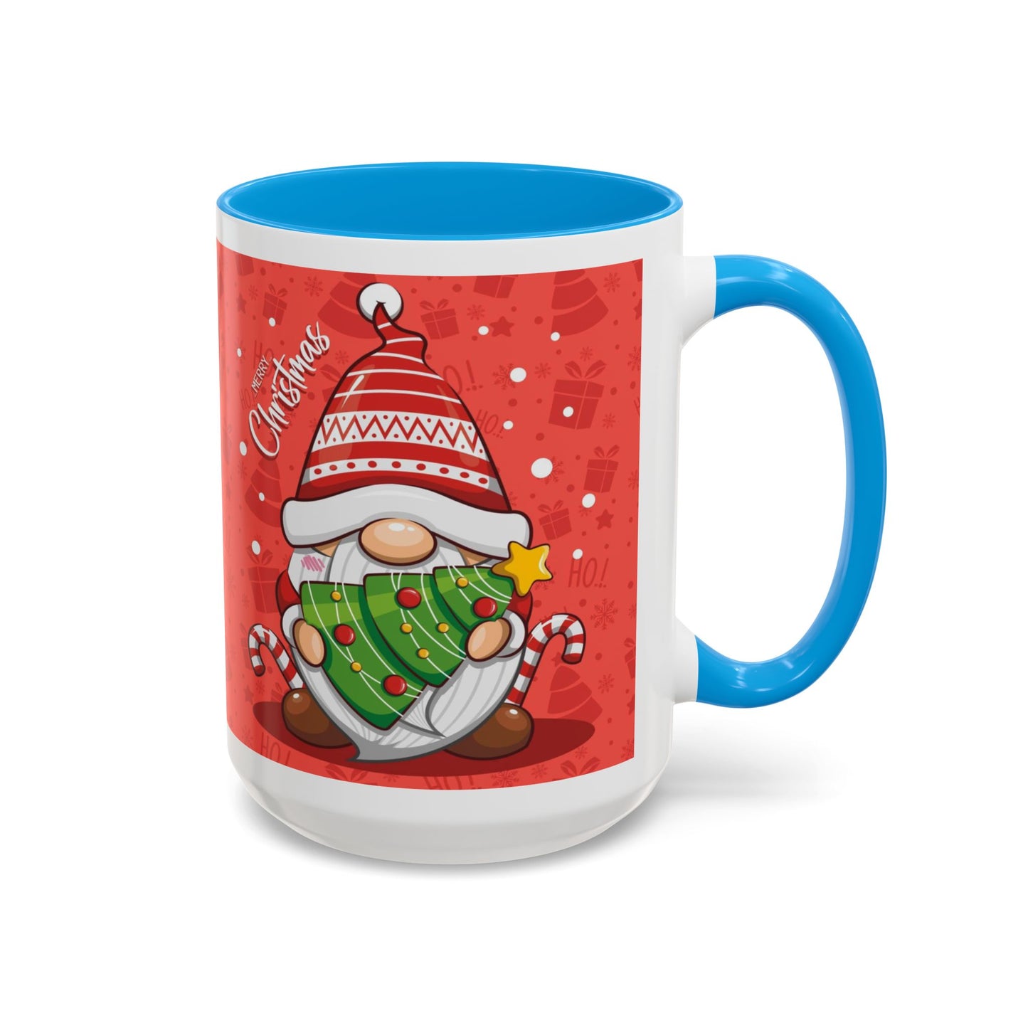 Christmas Tree Gnome, Red Christmas Gnome Mug with Tree and Candy Canes, Festive Holiday Coffee Cup, Cute Gnome Lover Gift, Winter Cocoa Mug, Christmas Kitchen Decor