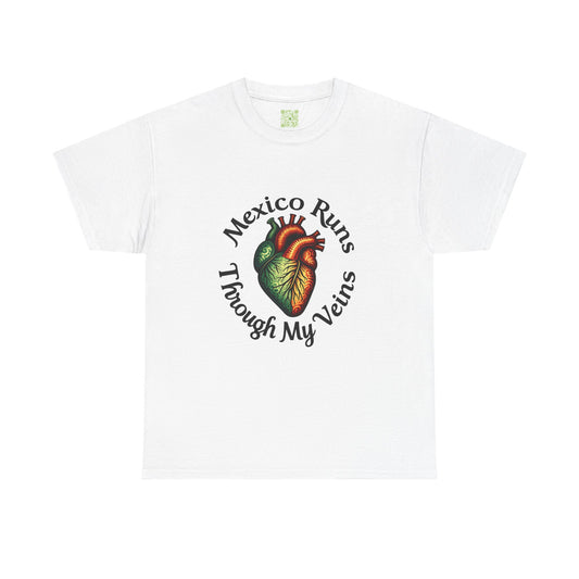 Viva La Vida Mexico Unisex Tee, Mexico Runs Through My Veins, Gift for Mexicans, Heart Design Tee, Celebratory Apparel, Mexican Pride