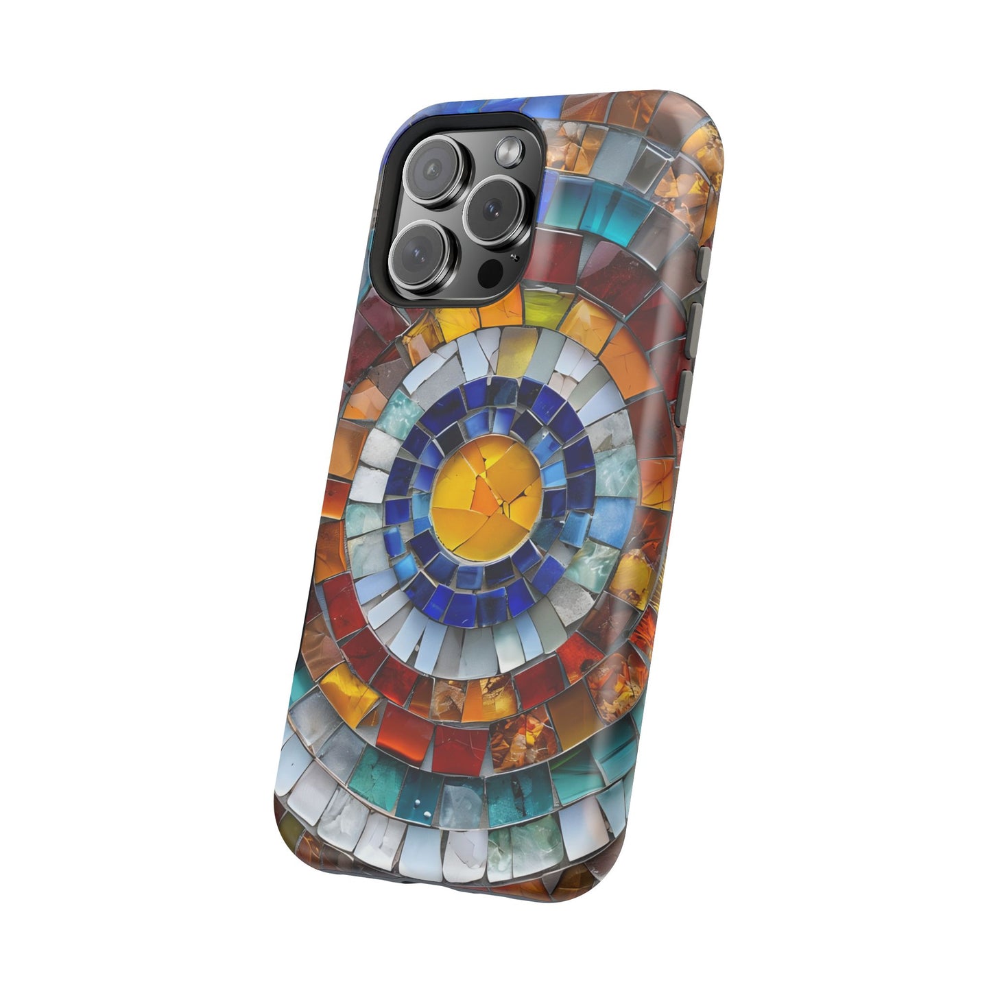 Magnetic Mosaic Phone Case, Trendy iPhone Case, Unique Design, Faux Stained Glass, Custom Phone Cover, Wireless Charging