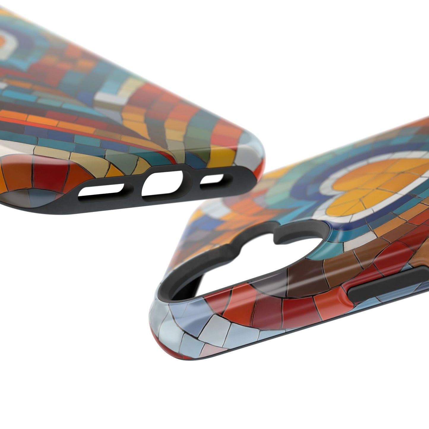 Magnetic Heart Mosaic iPhone Case, Faux Stained Glass, Trendy Phone Cover, Artistic Phone Case, Wireless Charging