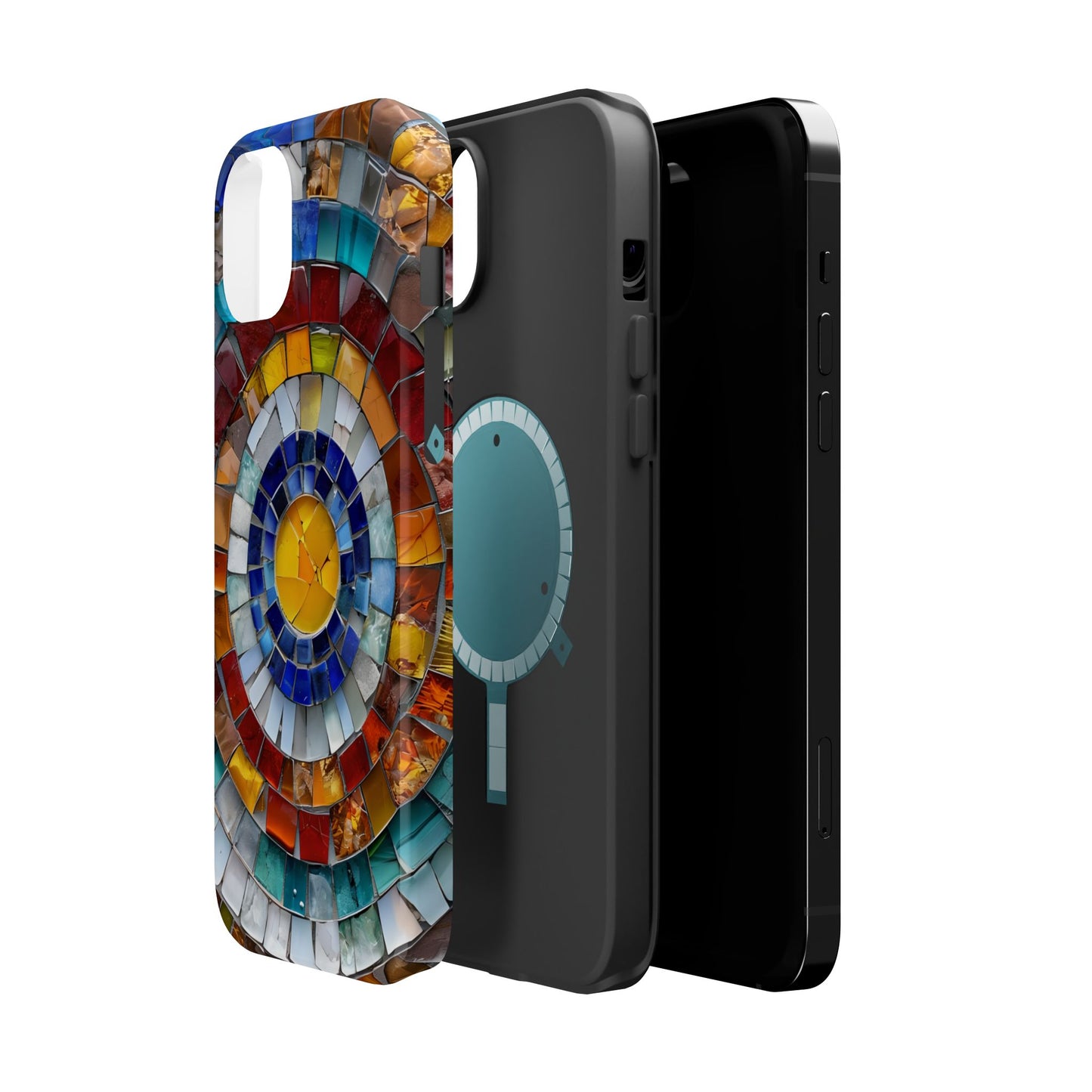 Magnetic Mosaic Phone Case, Trendy iPhone Case, Unique Design, Faux Stained Glass, Custom Phone Cover, Wireless Charging