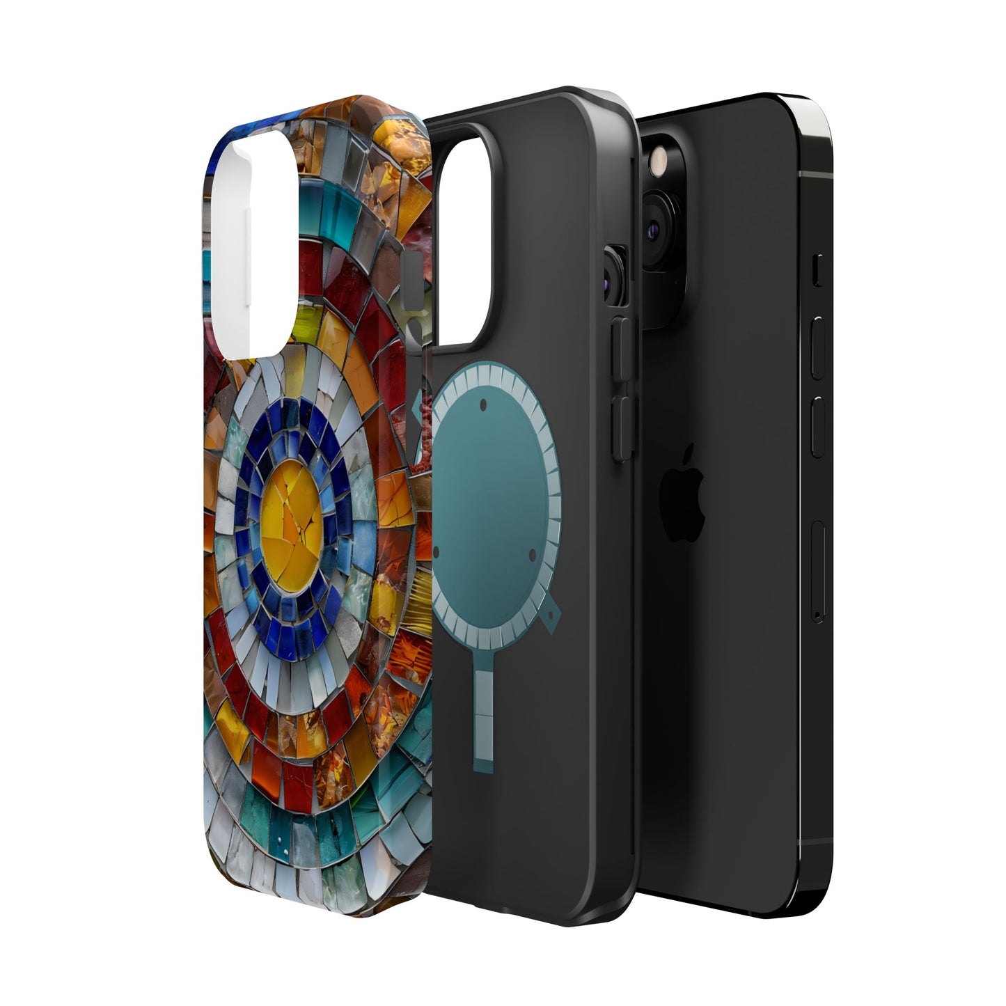 Magnetic Mosaic Phone Case, Trendy iPhone Case, Unique Design, Faux Stained Glass, Custom Phone Cover, Wireless Charging
