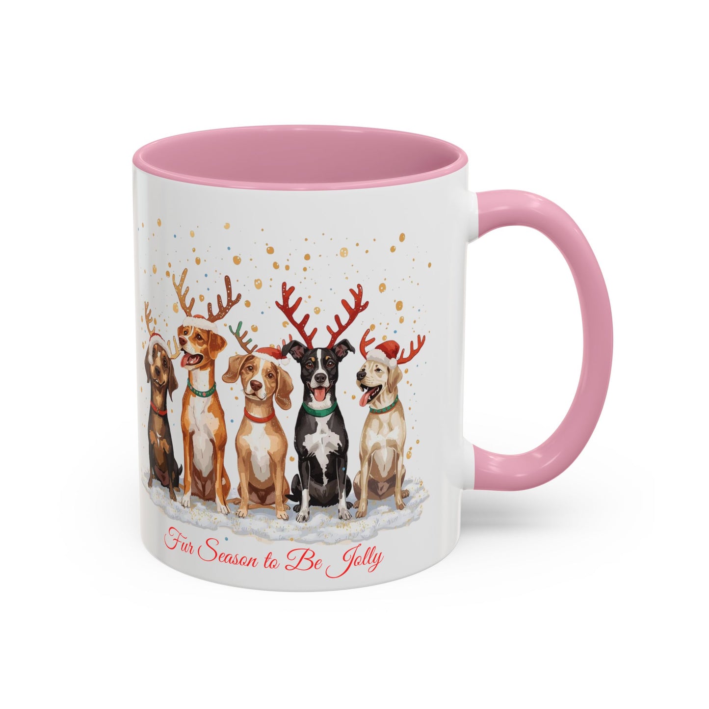 Colorful Holiday Mug with Festive Dogs, Dog Christmas Mug, Dog Mom Mug, Funny Christmas Dog, Merry Christmas