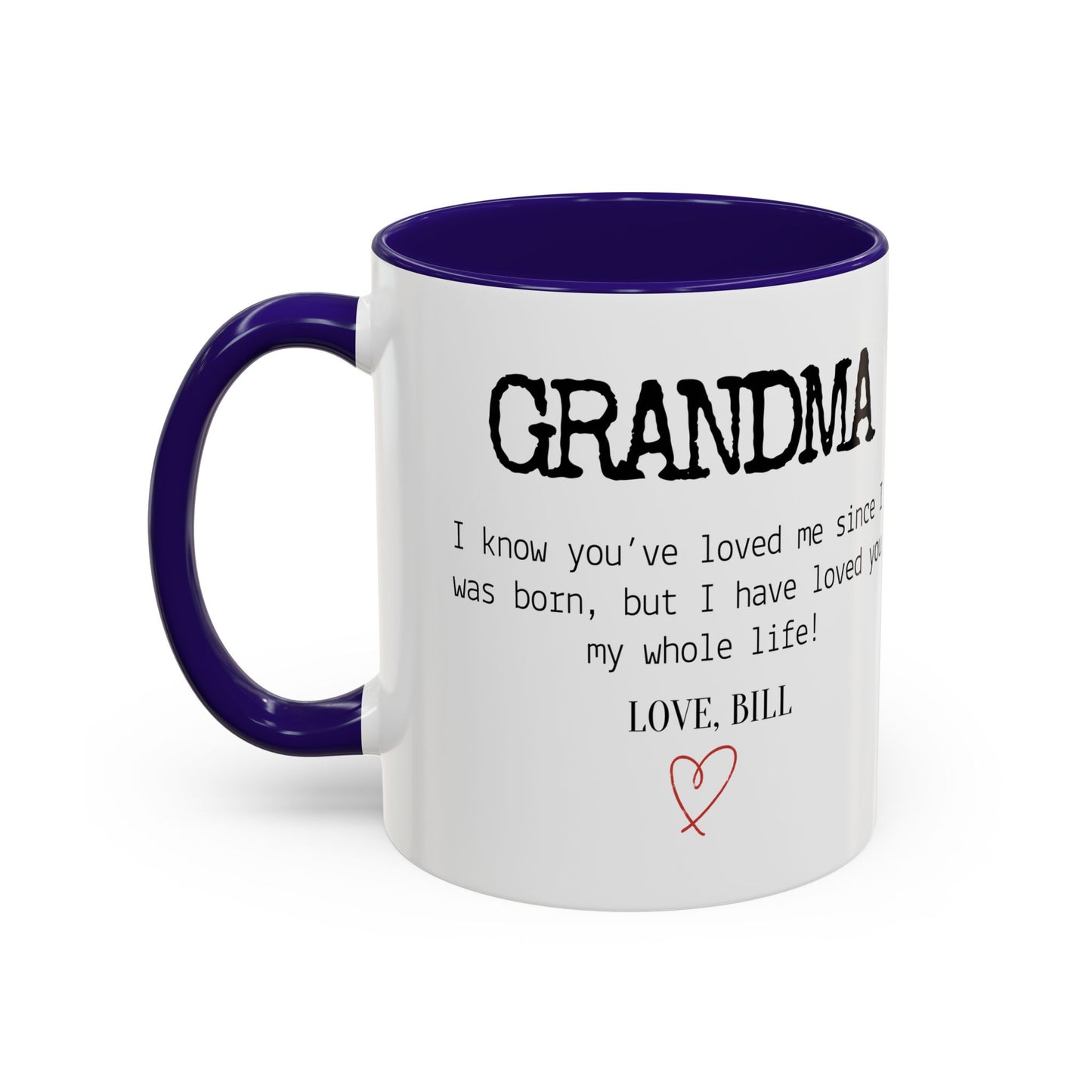 Personalized Grandma Mug, Gift from Grandchild, Custom Message Coffee Cup, Grandma Birthday Gift, Mother’s Day Mug, Sentimental Gift for Grandma