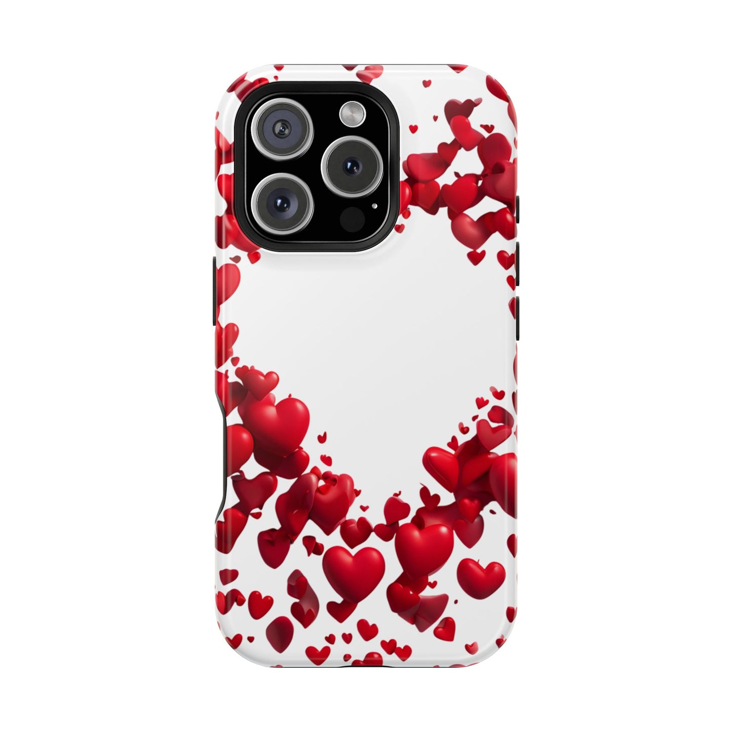 Heart-Shaped Heart Motif Magnetic Tough iPhone Case, Love Themed Phone Cover, Valentine's Day Gift,  Romantic Phone Case