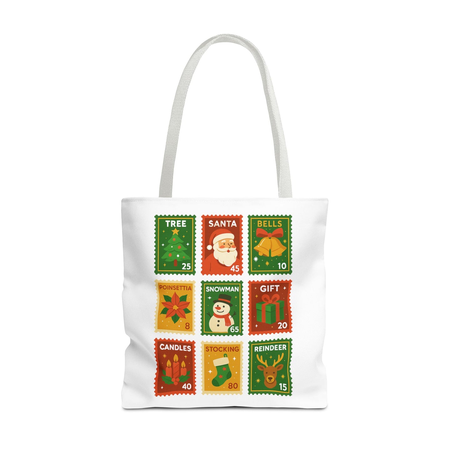 Festive Holiday Stamp Tote Bag, Xmas Gift Bag, Holiday Tote Bag, Custom Christmas Bag, Party Favor Gift Bag, Unique Gift Bag