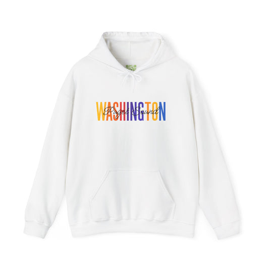 Colorful Puget Sound Washington Hoodie, Tacoma Sweatshirt, Puget Sound Gift, Washington Vacation, Men’s Pullover, Woman's Pullover