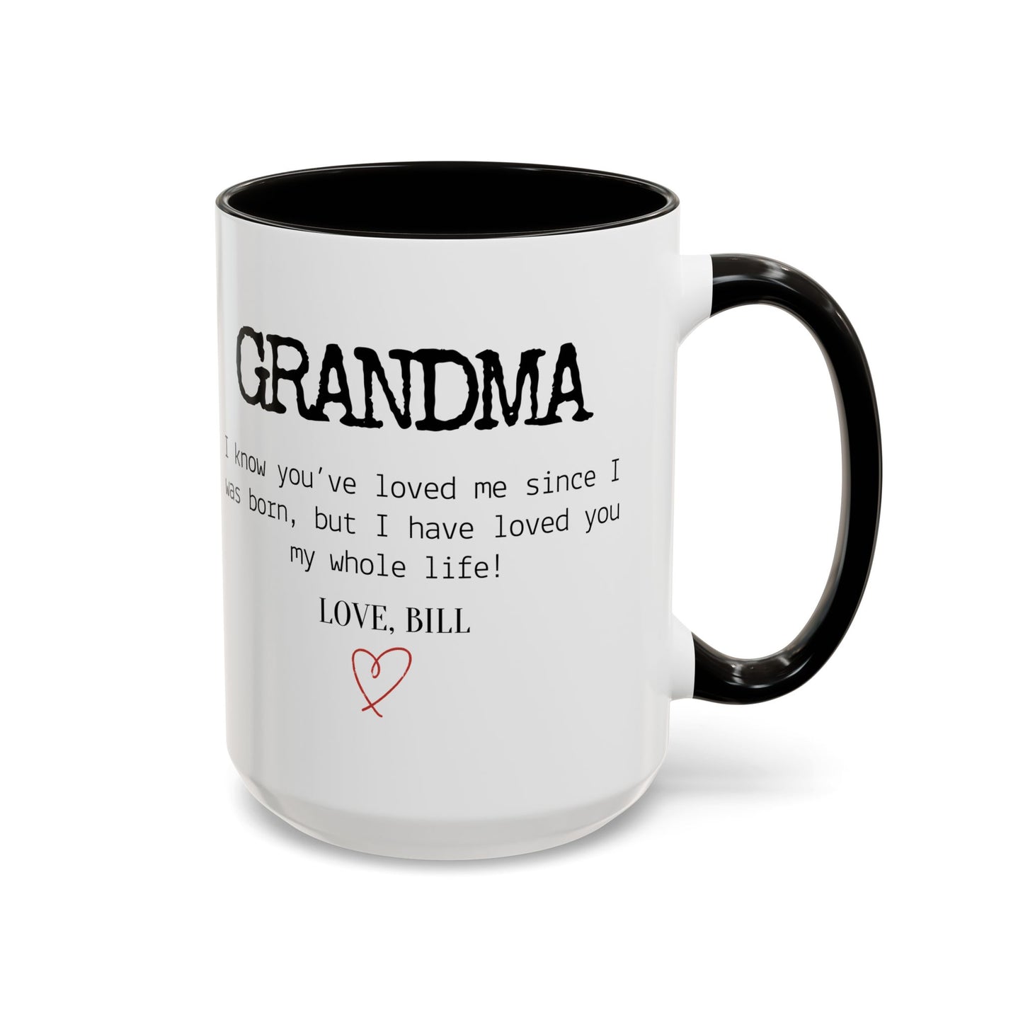 Personalized Grandma Mug, Gift from Grandchild, Custom Message Coffee Cup, Grandma Birthday Gift, Mother’s Day Mug, Sentimental Gift for Grandma