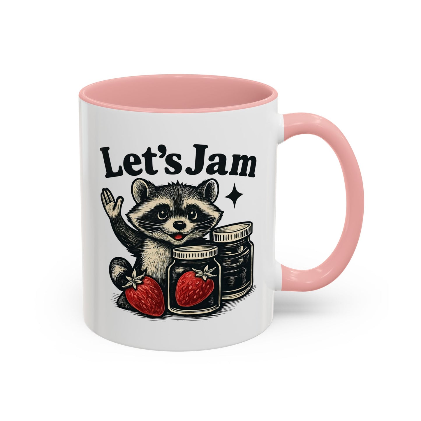 Let's Jam Raccoon Coffee Mug, Strawberry Mug, Cute Summer Mug, Raccoon Strawberry Mug, Funny Raccoon Mug, Trending Now