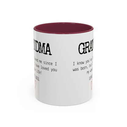 Personalized Grandma Mug, Gift from Grandchild, Custom Message Coffee Cup, Grandma Birthday Gift, Mother’s Day Mug, Sentimental Gift for Grandma