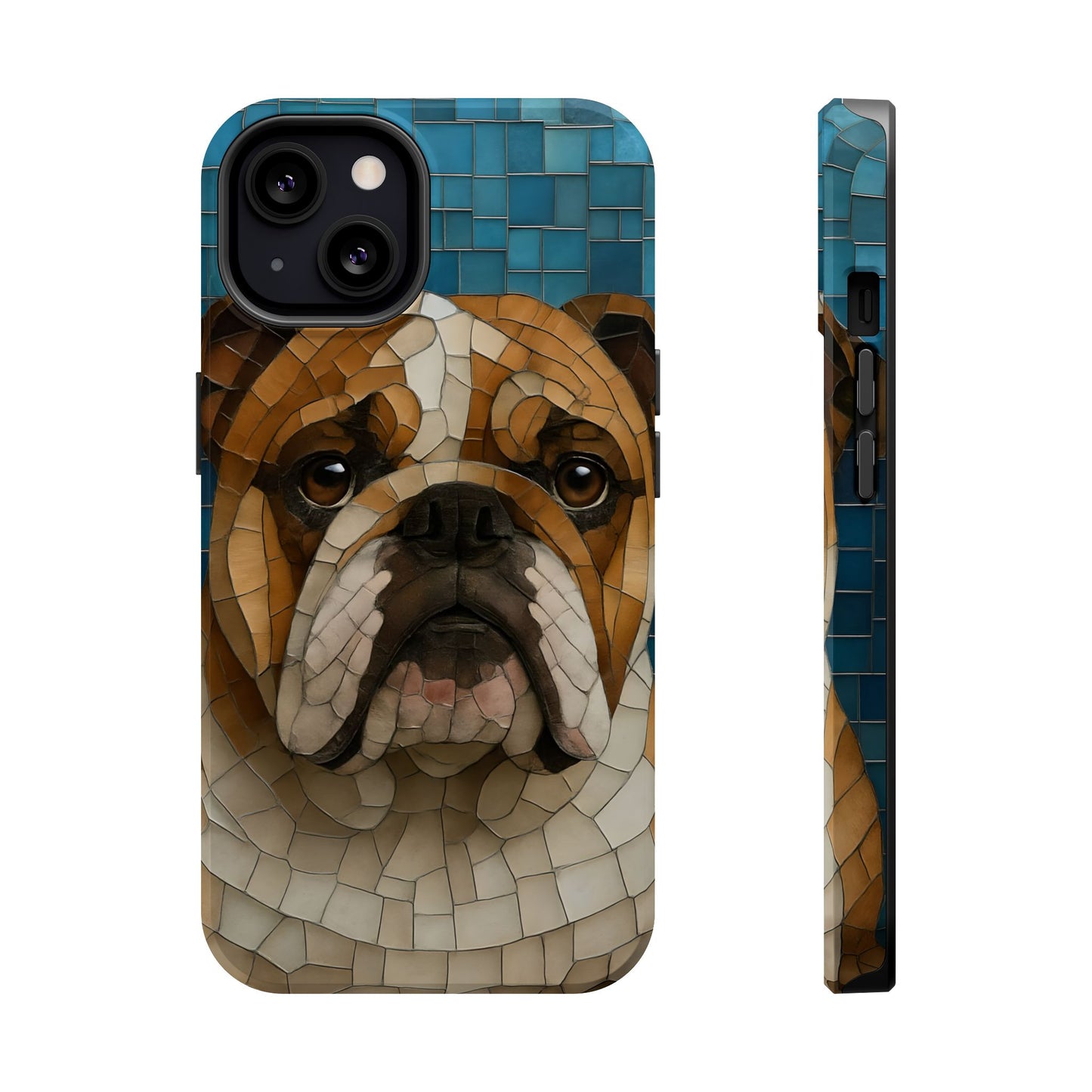 Bulldog Mosaic iPhone Charging Case - Pet Lover's Phone Cover, Dog-Inspired Gift, Unique Mobile Case, Customizable Dog Case, Animal Art Phone [...]