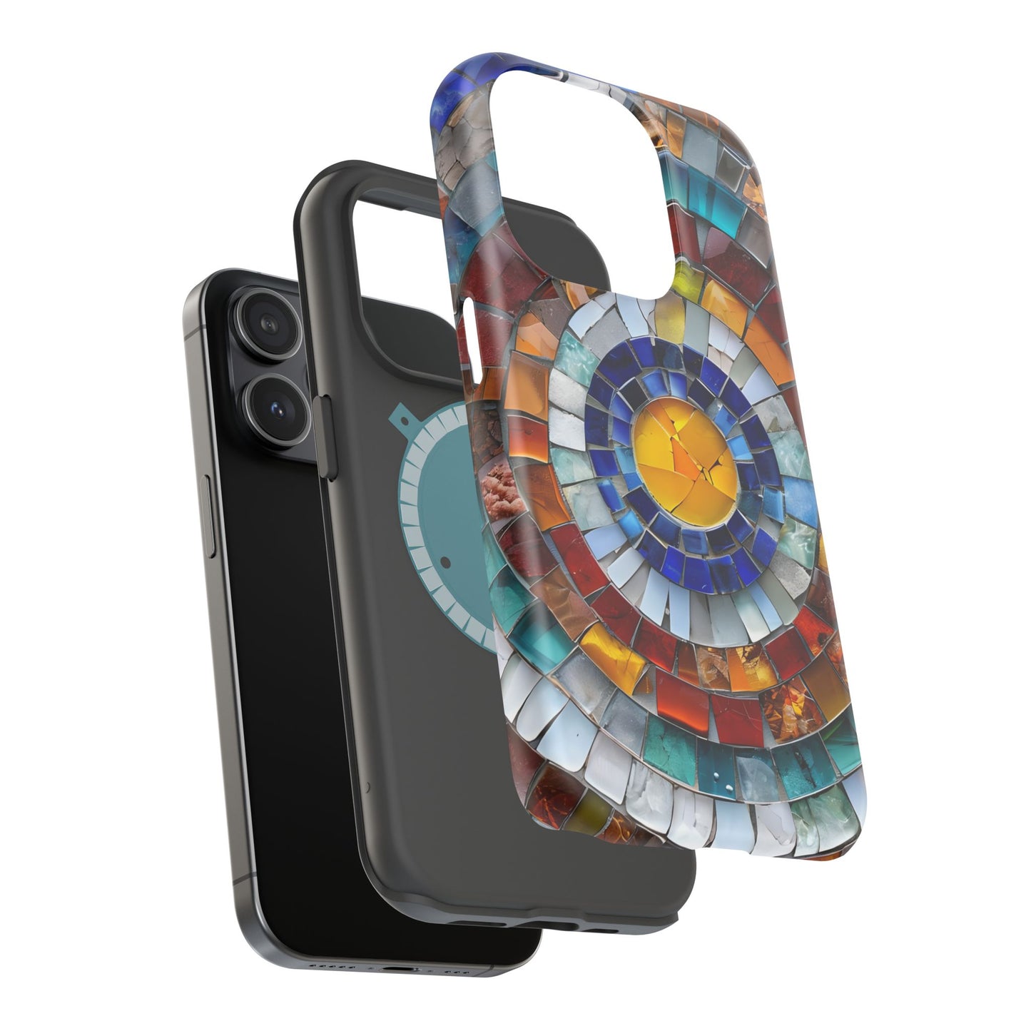 Magnetic Mosaic Phone Case, Trendy iPhone Case, Unique Design, Faux Stained Glass, Custom Phone Cover, Wireless Charging