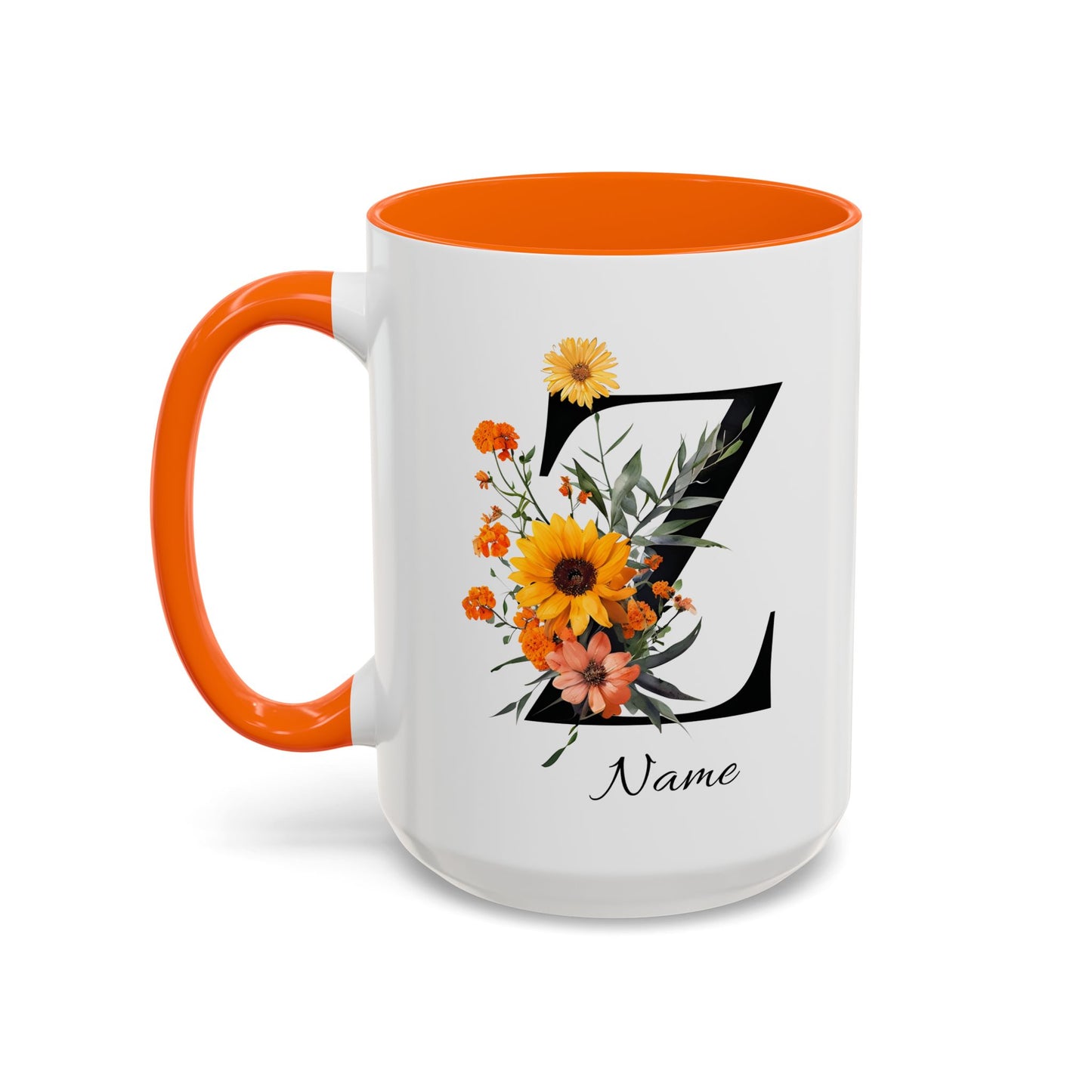 Personalized Floral Monogram - Letter Z - Elegant Accent Coffee Mug – Personalized Mothers Day Gift
