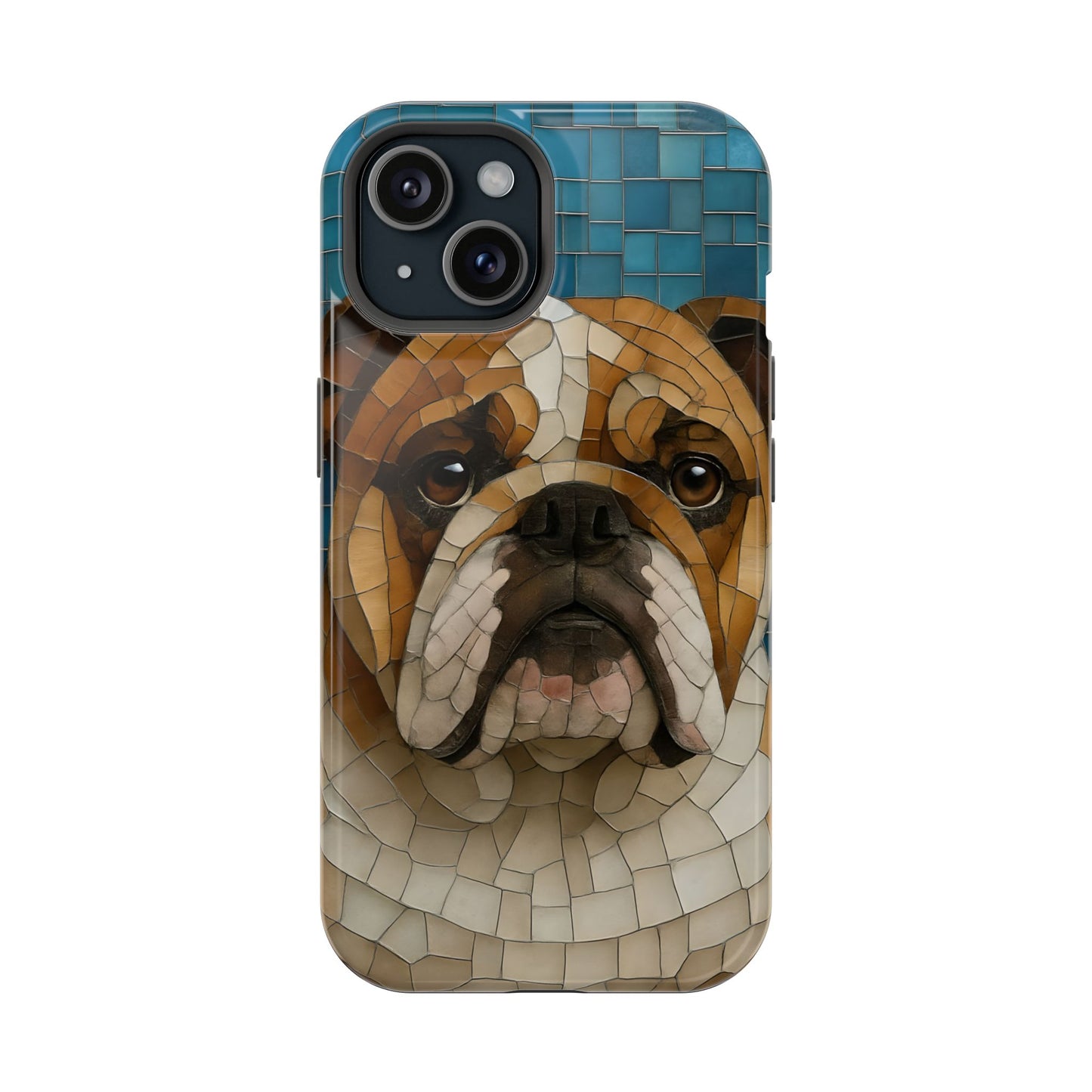 Bulldog Mosaic iPhone Charging Case - Pet Lover's Phone Cover, Dog-Inspired Gift, Unique Mobile Case, Customizable Dog Case, Animal Art Phone [...]