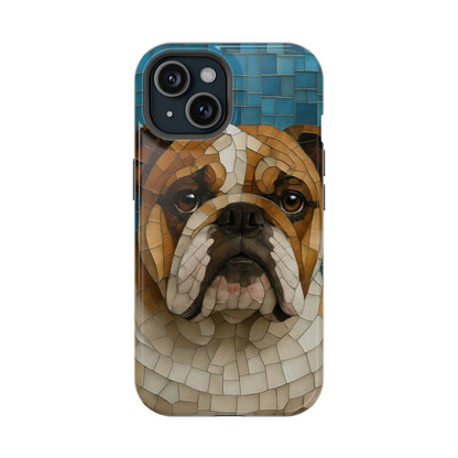 Bulldog Mosaic iPhone Charging Case - Pet Lover's Phone Cover, Dog-Inspired Gift, Unique Mobile Case, Customizable Dog Case, Animal Art Phone [...]