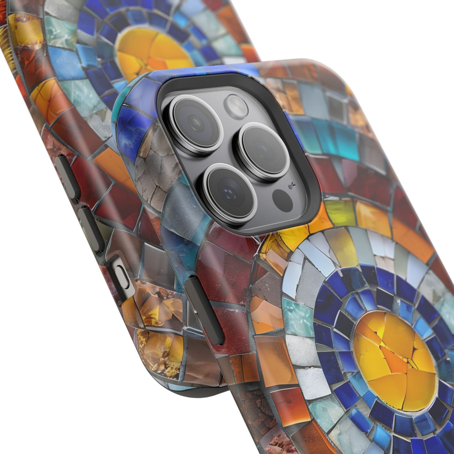 Magnetic Mosaic Phone Case, Trendy iPhone Case, Unique Design, Faux Stained Glass, Custom Phone Cover, Wireless Charging