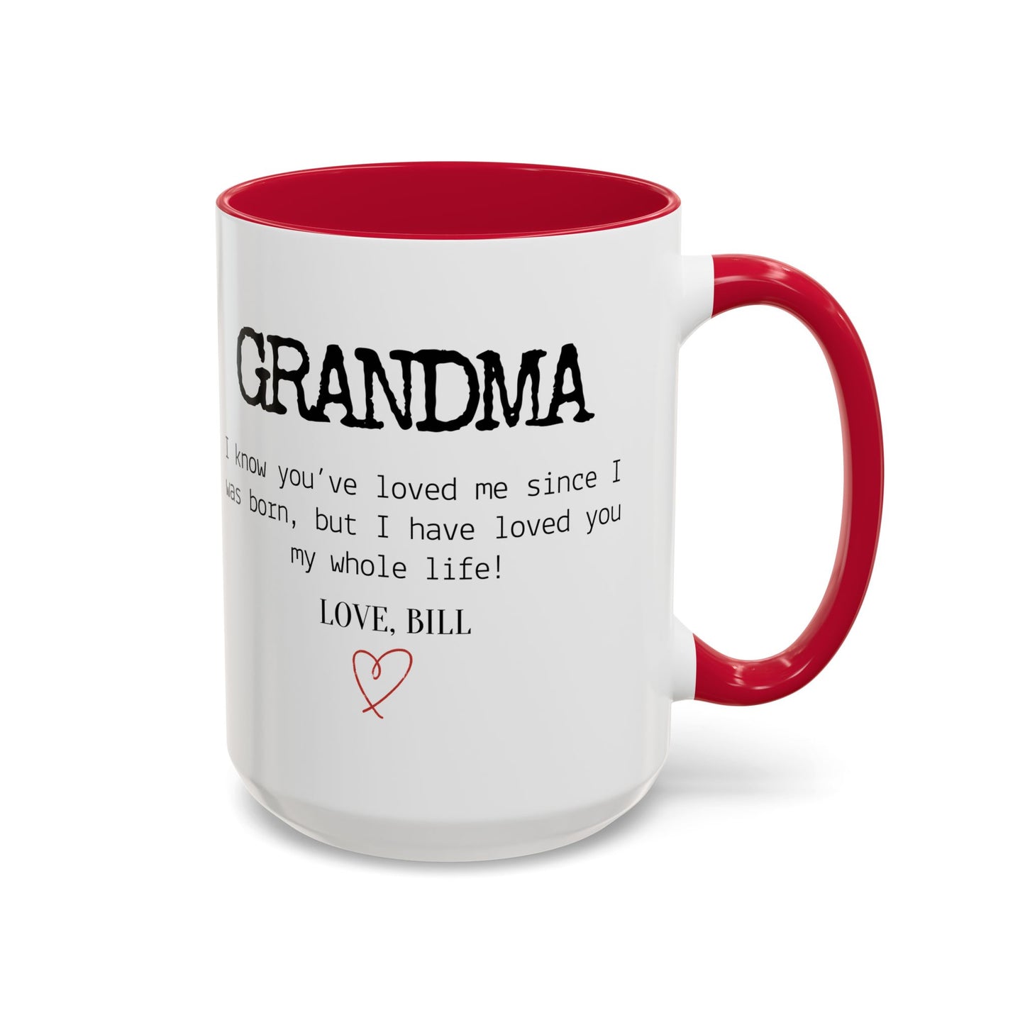 Personalized Grandma Mug, Gift from Grandchild, Custom Message Coffee Cup, Grandma Birthday Gift, Mother’s Day Mug, Sentimental Gift for Grandma