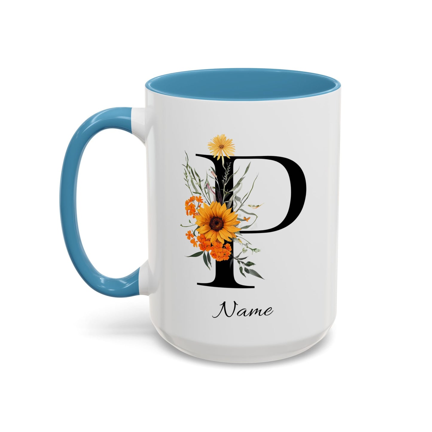Personalized Floral Monogram - Letter P - Elegant Accent Coffee Mug – Personalized Mothers Day Gift