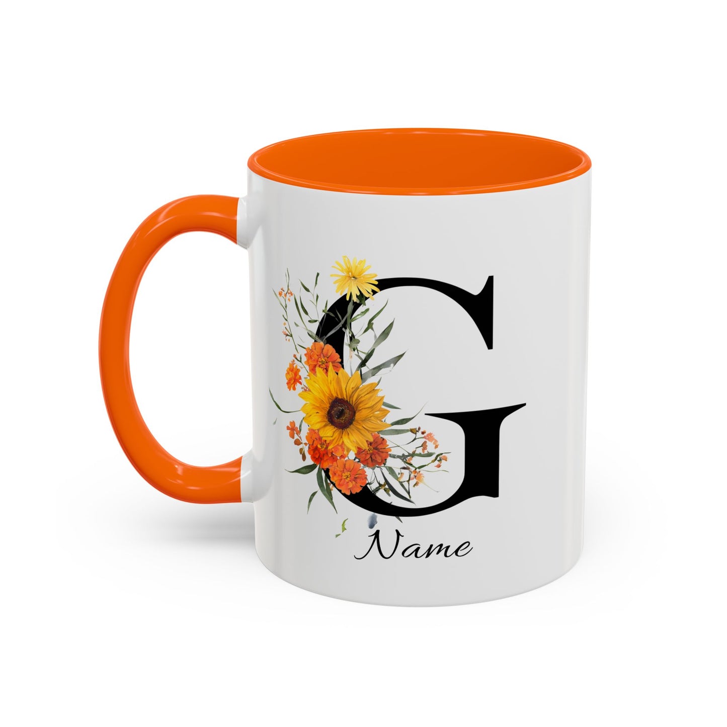 Personalized Floral Monogram - Letter G - Elegant Accent Coffee Mug – Personalized Mothers Day Gift