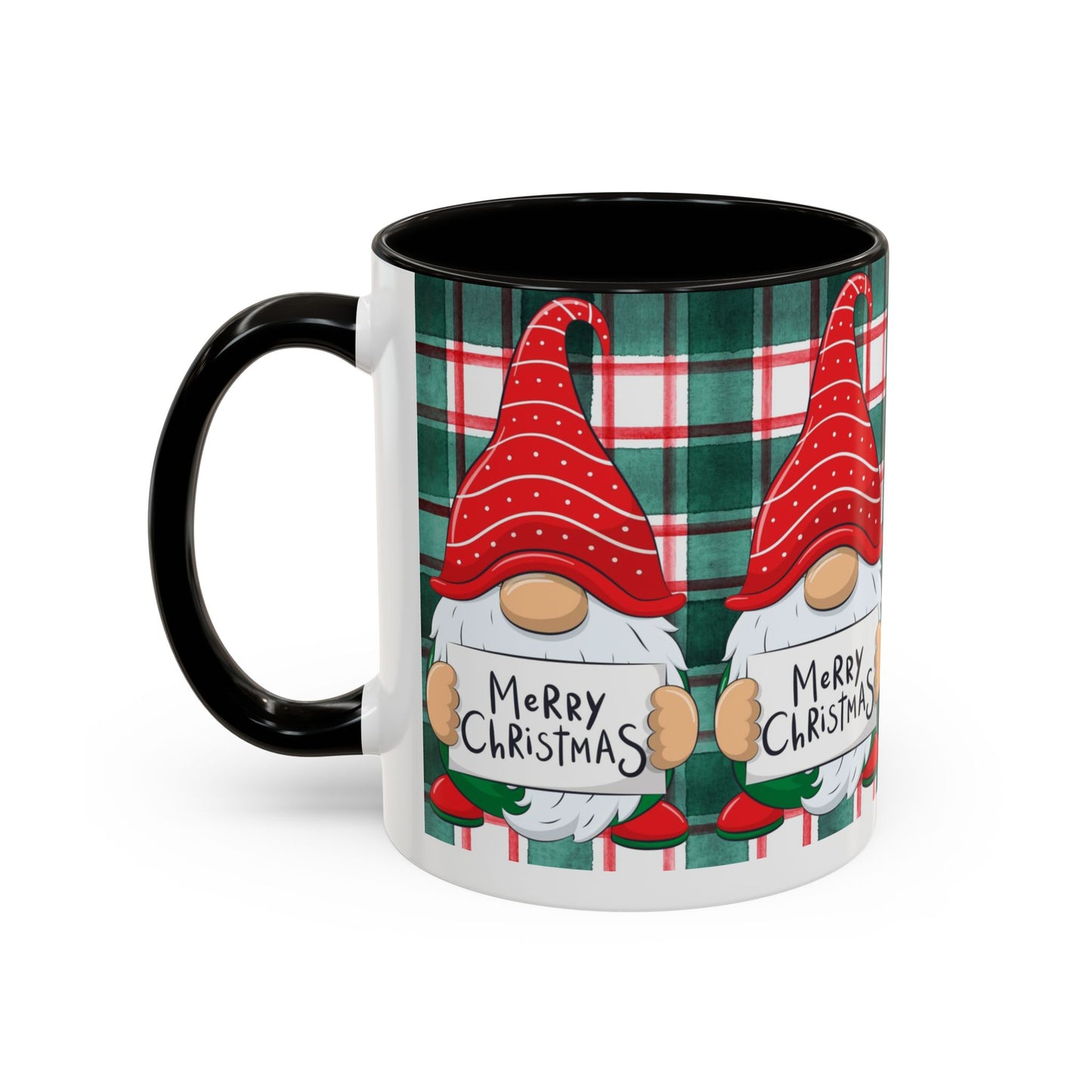 Plaid Merry Christmas Gnome Mug, Red Plaid Holiday Coffee Cup, Festive Gnome Lover Gift, Cute Hot Cocoa Mug, Winter Christmas Drinkware