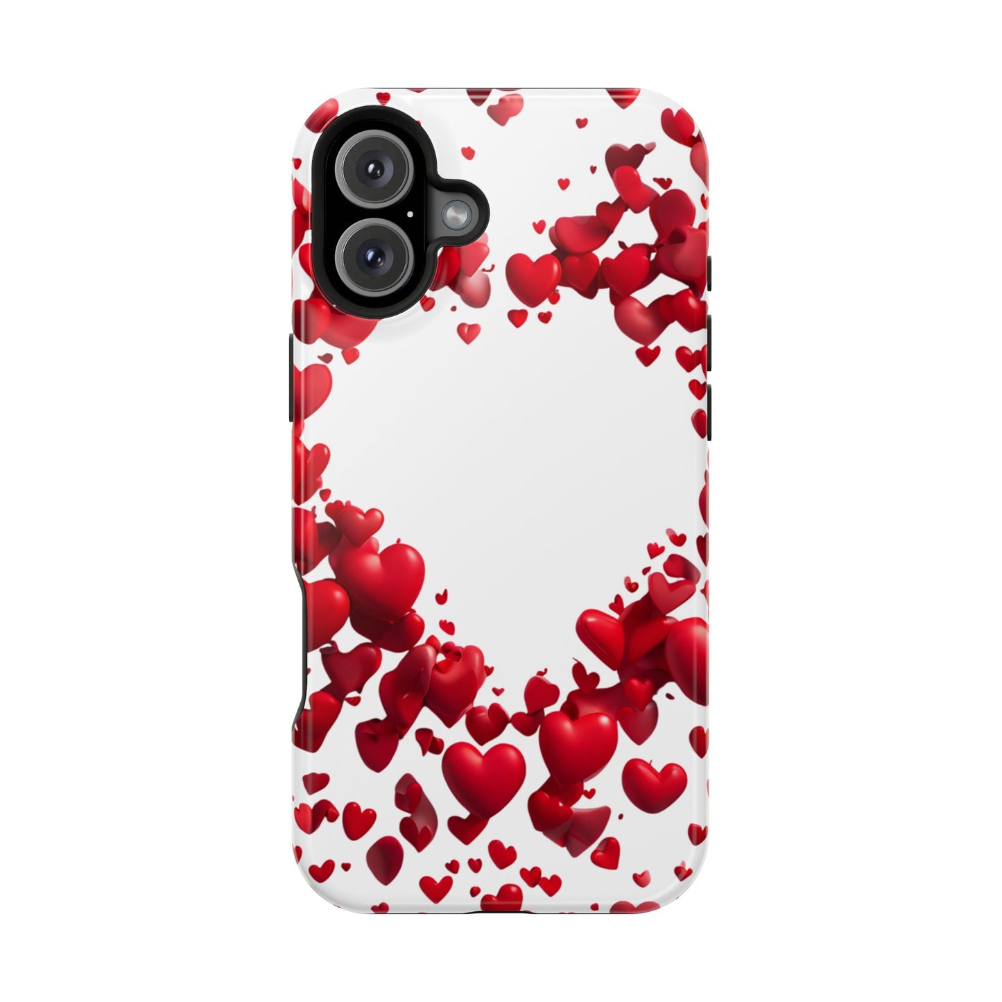 Heart-Shaped Heart Motif Magnetic Tough iPhone Case, Love Themed Phone Cover, Valentine's Day Gift,  Romantic Phone Case