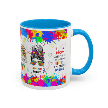 Colorful Autism Mom Mug featuring vibrant neurodiversity designs and heartfelt quotes about raising autistic children.